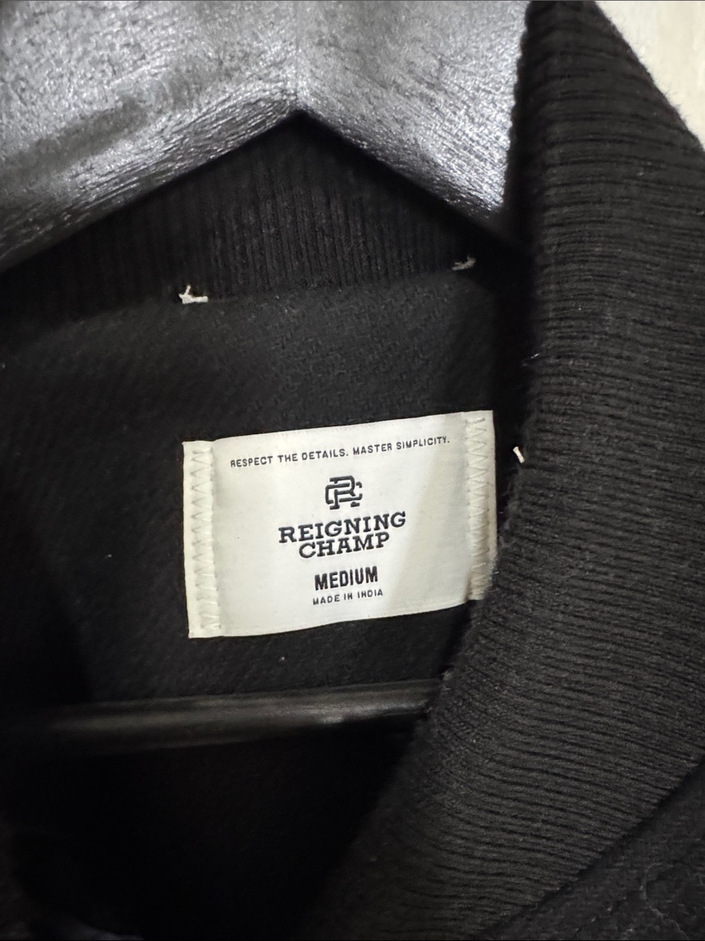 Reigning Champ Black Wool & Leather Varsity Jacket - Picture 2 of 5